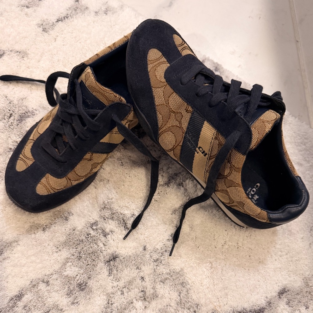 Coach Kelson Navy blue Suede Patterned Sneakers